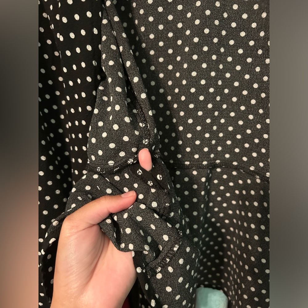 Monteau Black & White Polka Dot Wrap Top - Picture 12 of 12